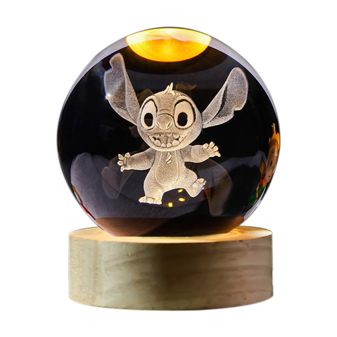 Presente com Luz, Emoção e Magia – Bola de Cristal 3D LED Stitch ou I Love You