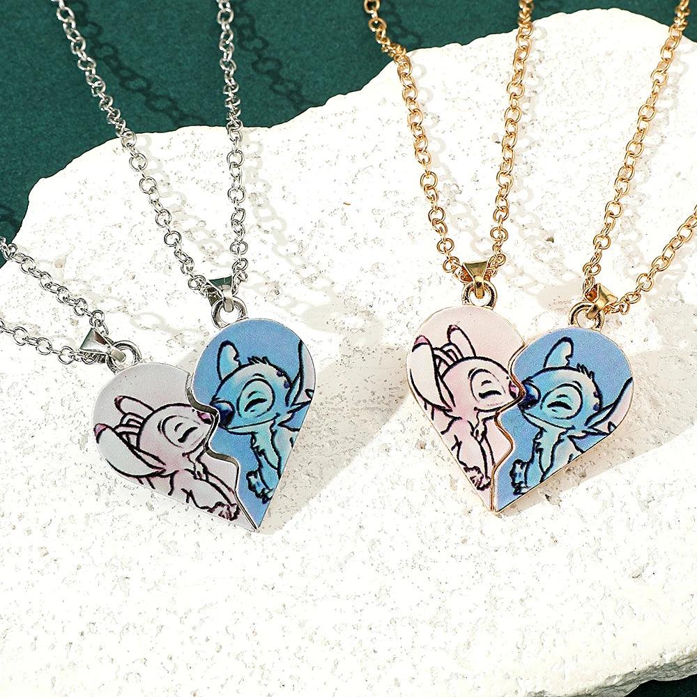 Colar Coração Stitch & Angel - Amor de Outro Universo